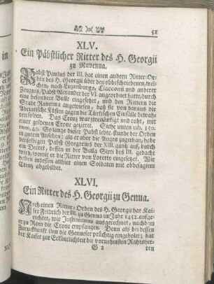 XLV. Ein Päbstlicher Ritter des H. Georgii zu Ravenna.