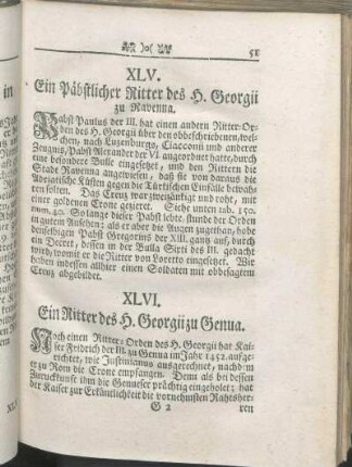 XLV. Ein Päbstlicher Ritter des H. Georgii zu Ravenna.