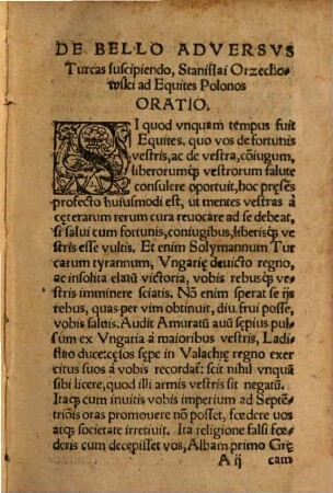 De Bello Adversvs Tvrcas Svscipiendo, Stanislai Orzechowski ad Equites Polonos oratio