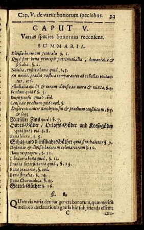 Caput V. Varias species bonorum recensens.