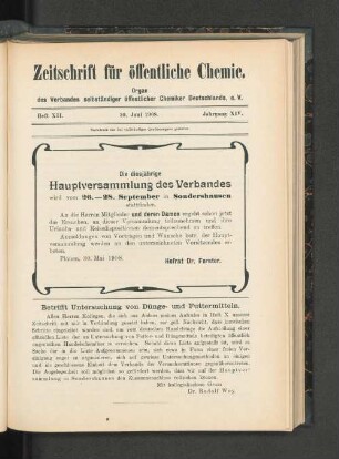 Heft XII. 30. Juni 1908. XIV. Jahrgang.