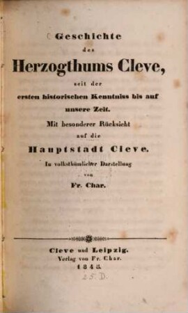 Geschichte des Herzogthums Cleve