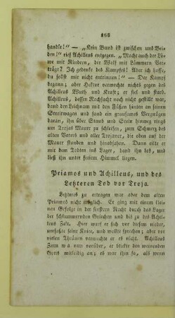 Priamos und Achilleus, und des Letzteren Tod vor Troja