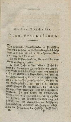 Erster Abschnitt. Staatsverwaltung.