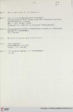 B.IV Manuskripte aus der Studienzeit