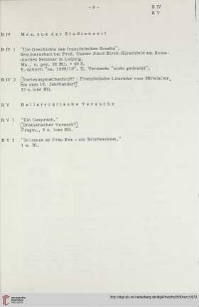 B.IV Manuskripte aus der Studienzeit