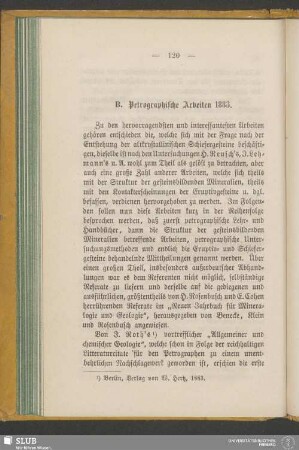 B. Petrographische Arbeiten 1883