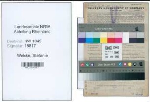 Entnazifizierung Stefanie Welcke , geb. 15.02.1891 (Lehrerin)