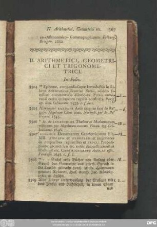 II. Arithmetici, Geometrici Et Trigonometrici.