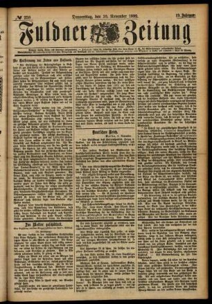 Ausgabe vom Donnerstag, den 10. November 1892.