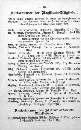 Amtszimmer der Magistrats-Mitglieder. Amtszimmer des Stadtverordneten-Vorstehers