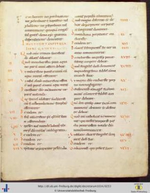 (124ra - 124vb) Kapitelverzeichnis V.