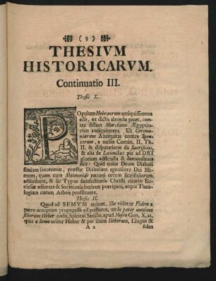 Thesium Historicarum. Continuatio III.