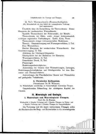 1. Mineralogie und Mineralogische Übungen