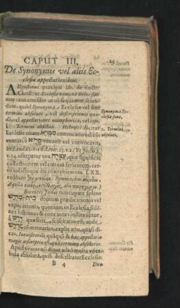 Caput III. De Synonymis vel aliis Ecclesiae appellationibus.