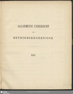 Allgemeine Uebersicht der Betriebsergebnisse : 1858