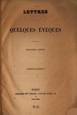 Lettres à quelques évêques