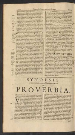 Synopsis Criticorum aliorumque Commentatorum In Proverbia.