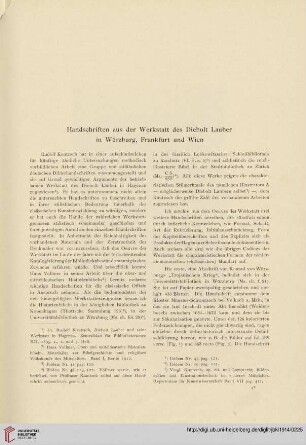 8: Handschriften aus der Werkstatt des Diebolt Lauber in Würzburg, Frankfurt und Wien
