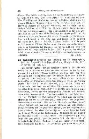 626-627 [Rezension] Gisler, Anton, Der Modernismus
