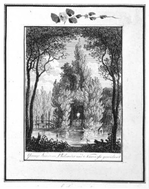 Youngs Kindern, Philander und Narcissa gewidmet : Darnstedt, Johann Adolph. Youngs Kindern, Philander und Narcissa gewidmet. Illustration zu W. G. Becker: Das Seifersdorfer Tal. Kupferstich; 16,5 x 11,2 cm (innerer Rahmen), 22,3 x 17,2 cm (äußerer Rahmen). Dresden, 1792. Dresden: SLUB, Kartensammlung B 2986 (b)