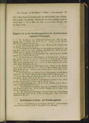 Publicationen im Gesetz- und Verordnungsblatte