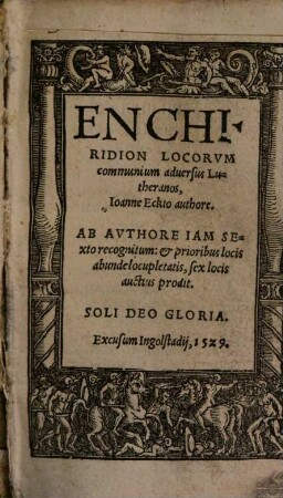 Enchiridion Locorvm communium aduersus Lutheranos