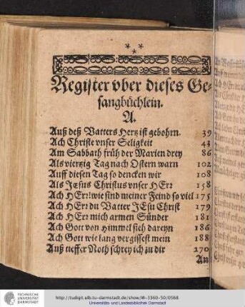 Register vber dieses Gesangbüchlein.