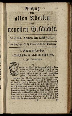 VI. Stück. Coburg, den 4. Febr. 1750.