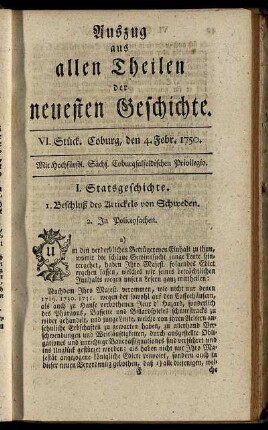 VI. Stück. Coburg, den 4. Febr. 1750.