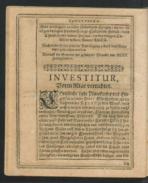 Investitur, Vorm Altar verrichtet