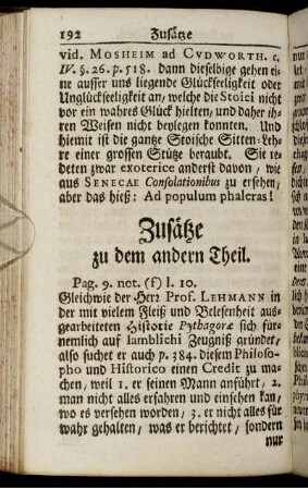 Zusätze zu dem andern Theil.