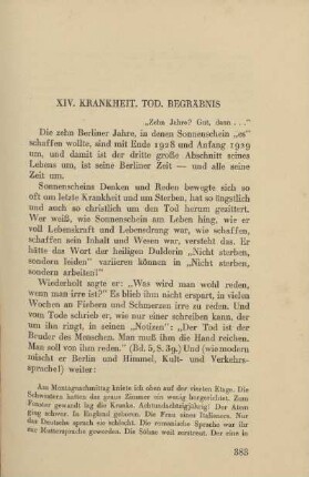 XIV. Krankheit. Tod. Begräbnis