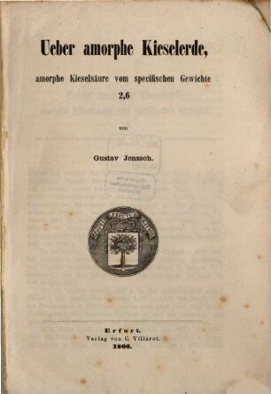 Ueber amorphe Kieselerde, amorphe Kieselsäure vom specifischen Gewichte 2,6