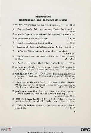 Kupferstiche – Radierungen und Aachener Ansichten (Nr. 1-18)
