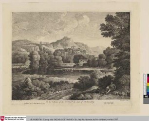 [Berglandschaft mit Festung und Fluss]