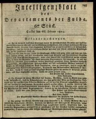 6tes Stueck, den 6ten Februar 1809