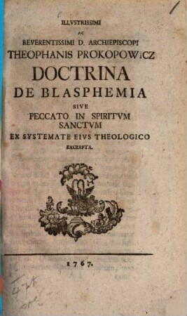 Doctrina de blasphemia sive peccato in spiritum sanctum ex systemate auctoris theologico excerpta
