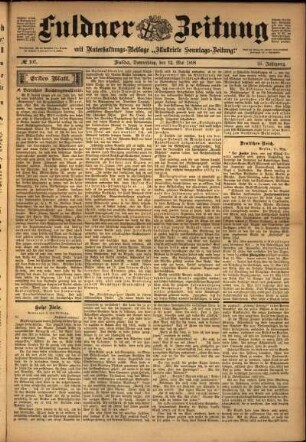 Erste Ausgabe vom Donnerstag, den 12. Mai 1898.