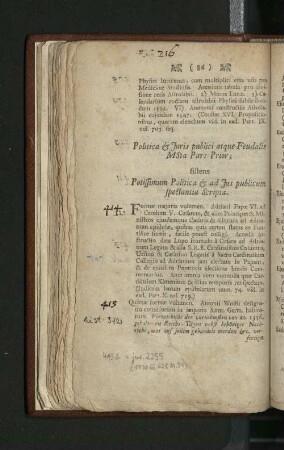 Politica & Juris publici atque Feudalis MSta Pars Prioir