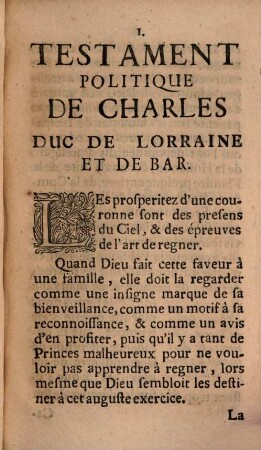 Testament politique de Charles, duc de Lorraine et de Bar