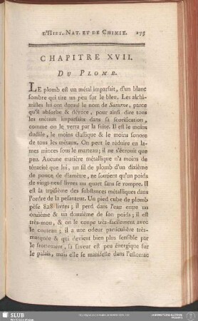 Chapitre XVII. Du Plomb