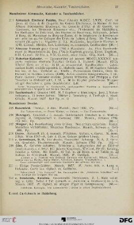 Mannheimer Almanache, Kalender u. Taschenbücher (Nr. 211-228)