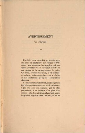Souvenirs-Correspondances-Bibliographie, suivie de pièces inédites : [Baudelaire]