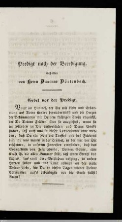 Predigt nach der Beerdigung