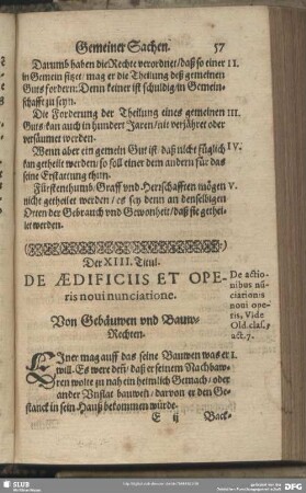 Der XIII. Titul. Von Gebäuwen und BauwRechten