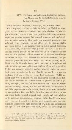 XLVc. De Raden van Indie, Joan Maetsuycker en Simon van Alphen aan de Bewindhebbers der Gen. O. I. Comp. (Heeren XVII)
