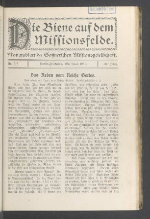 Nr. 5/6. Mai/Juni 1919