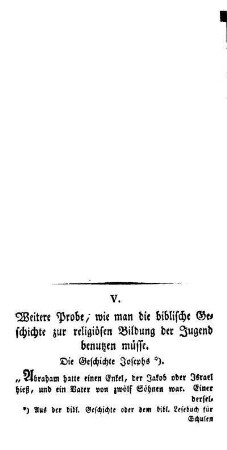 Weitere Probe, wie man die biblische Geschichte zur religiösen Bildung der Jugend benutzen müsse