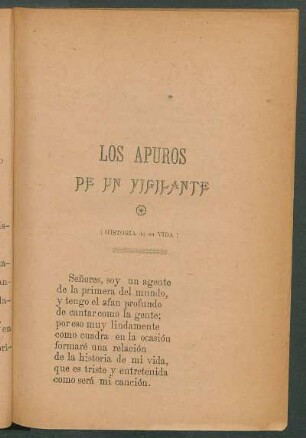 Los apuros de un vigilante : (Historia de su vida)